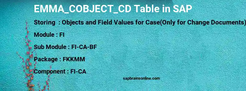 SAP EMMA_COBJECT_CD table
