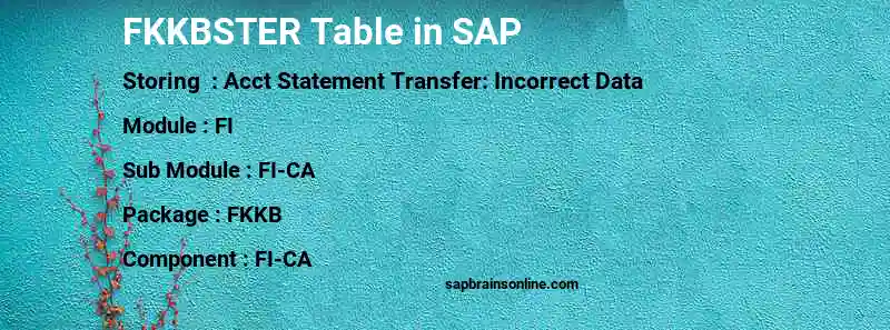 SAP FKKBSTER table