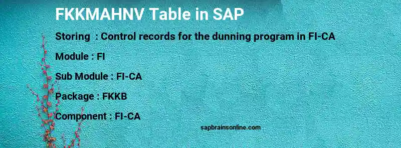 SAP FKKMAHNV table