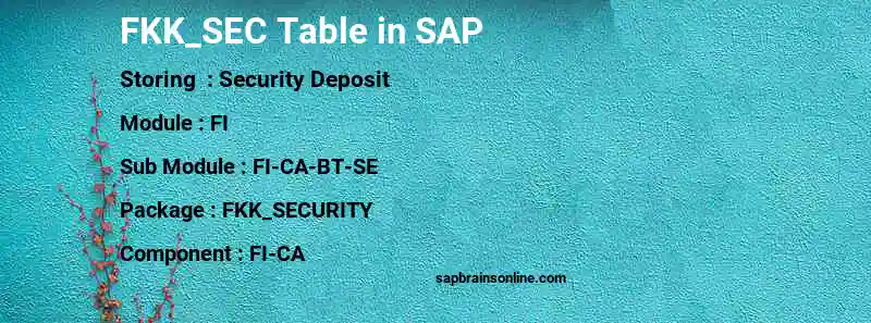 SAP FKK_SEC table