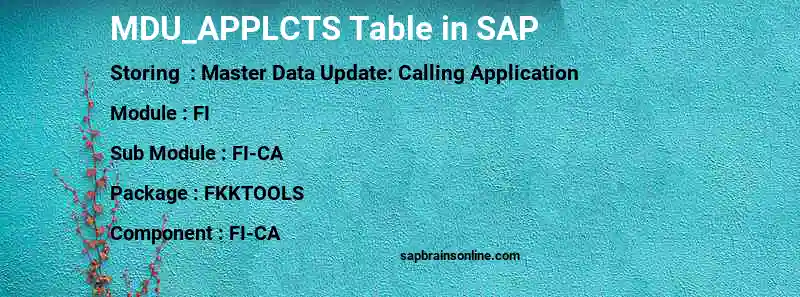 SAP MDU_APPLCTS table