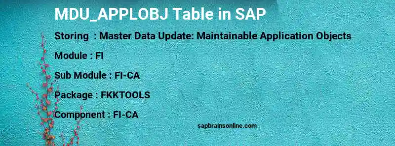 SAP MDU_APPLOBJ table