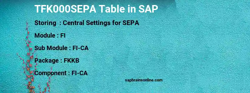 SAP TFK000SEPA table