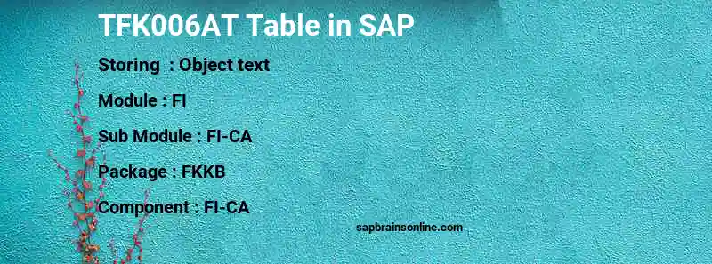 SAP TFK006AT table