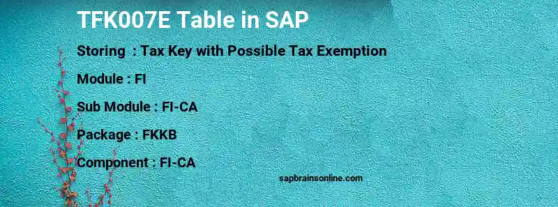 SAP TFK007E table