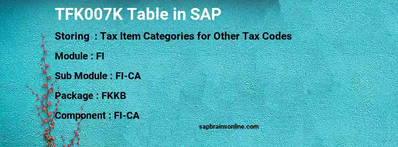 SAP TFK007K table