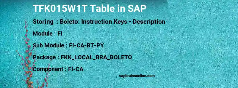 SAP TFK015W1T table