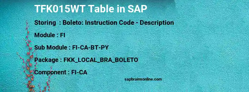 SAP TFK015WT table