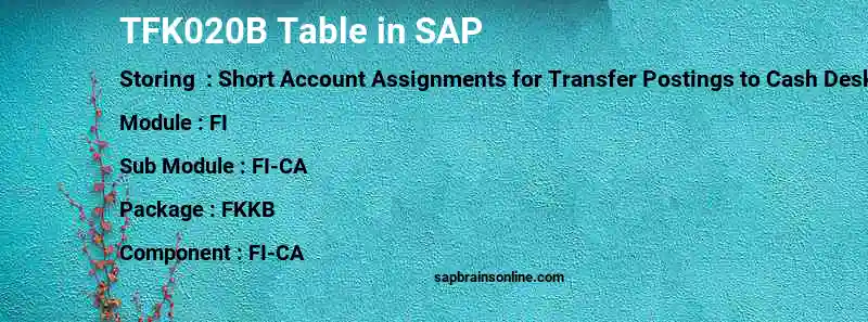 SAP TFK020B table