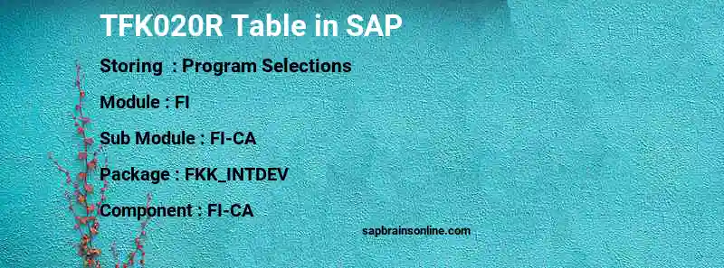 SAP TFK020R table