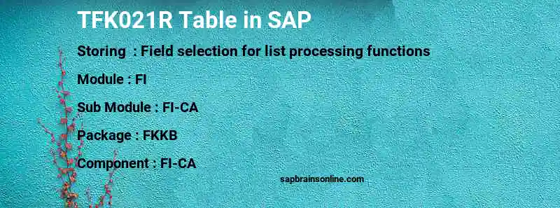 SAP TFK021R table