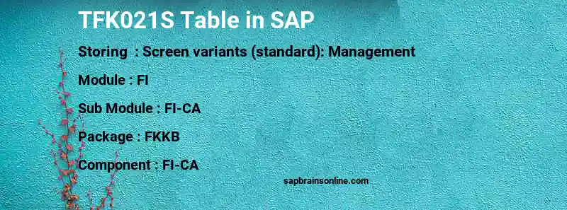 SAP TFK021S table