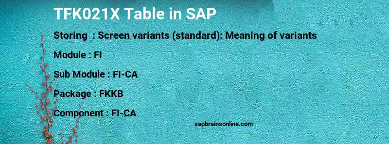 SAP TFK021X table