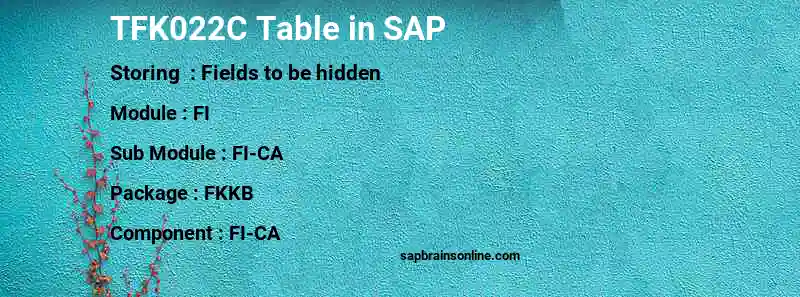 SAP TFK022C table