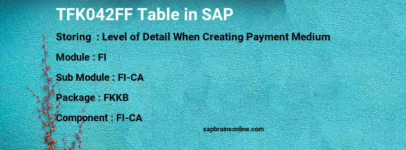 SAP TFK042FF table