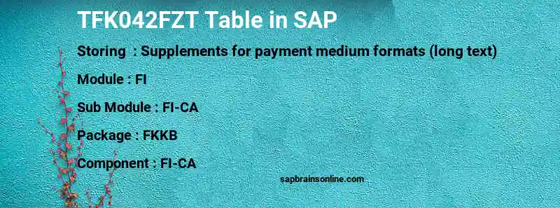 SAP TFK042FZT table