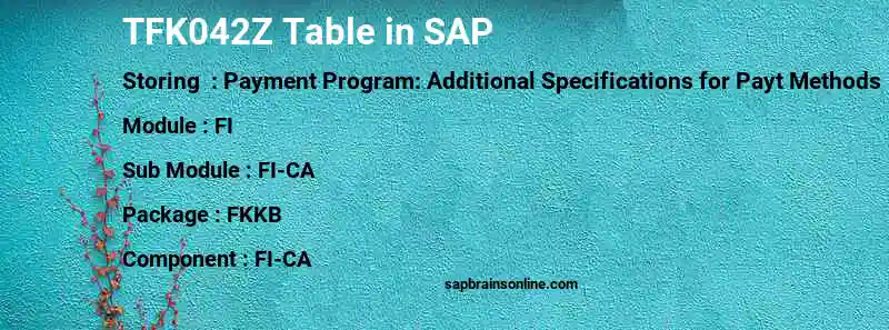 SAP TFK042Z table