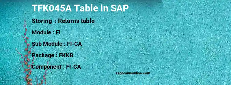 SAP TFK045A table