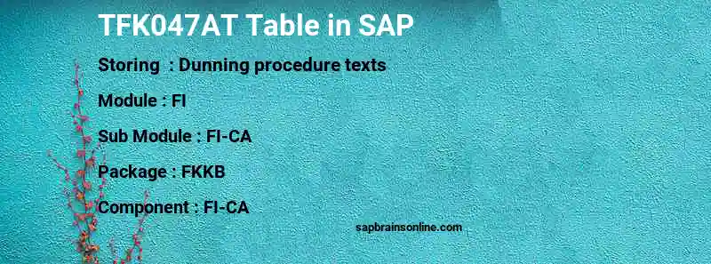 SAP TFK047AT table