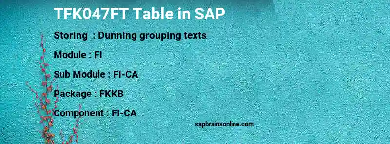 SAP TFK047FT table