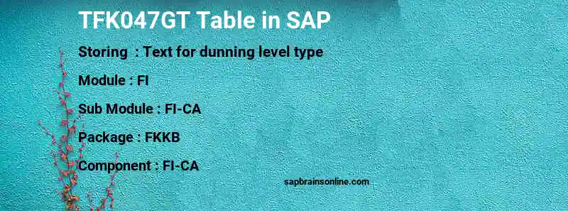 SAP TFK047GT table