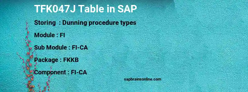 SAP TFK047J table