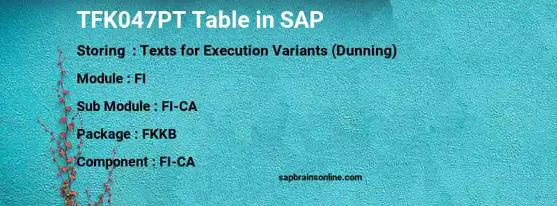 SAP TFK047PT table