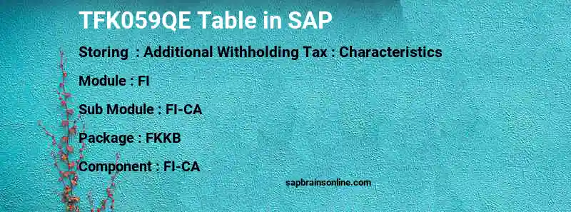 SAP TFK059QE table