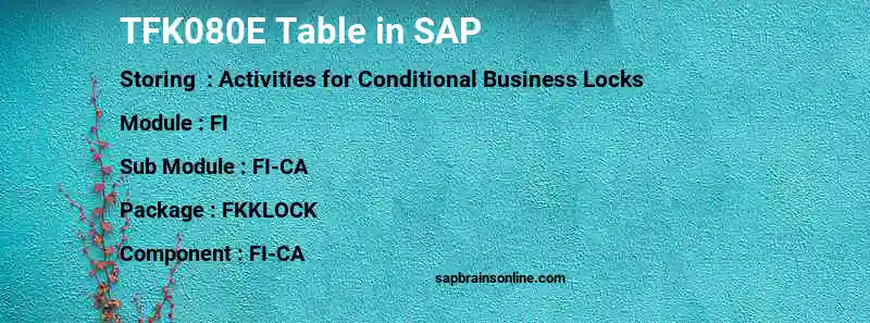 SAP TFK080E table