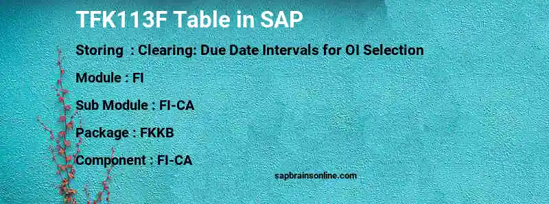 SAP TFK113F table