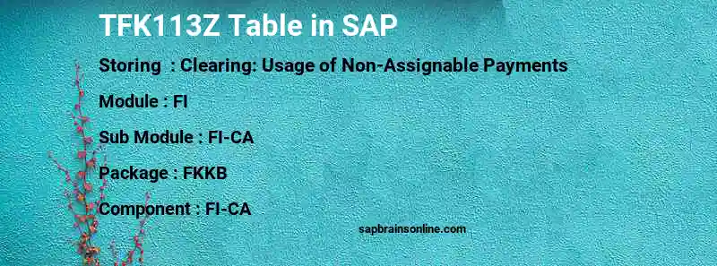 SAP TFK113Z table