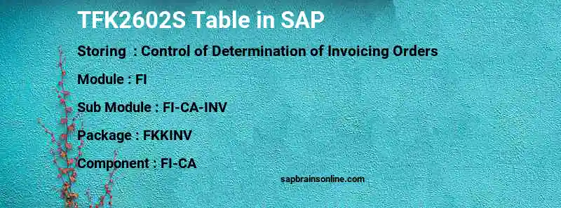 SAP TFK2602S table