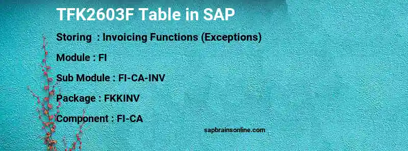 SAP TFK2603F table