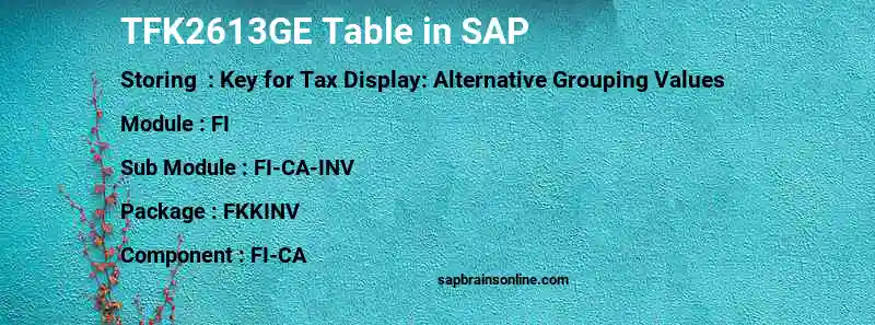 SAP TFK2613GE table