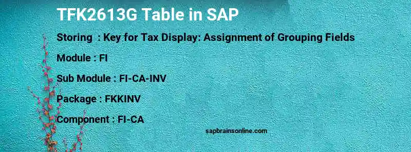 SAP TFK2613G table