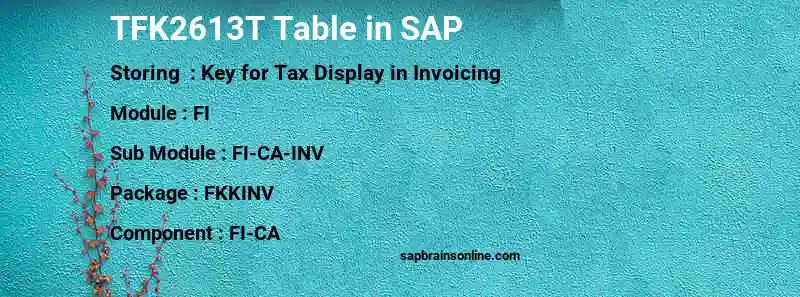 SAP TFK2613T table