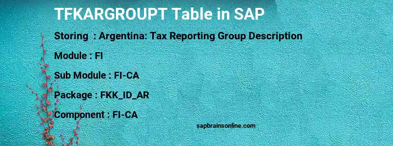 SAP TFKARGROUPT table