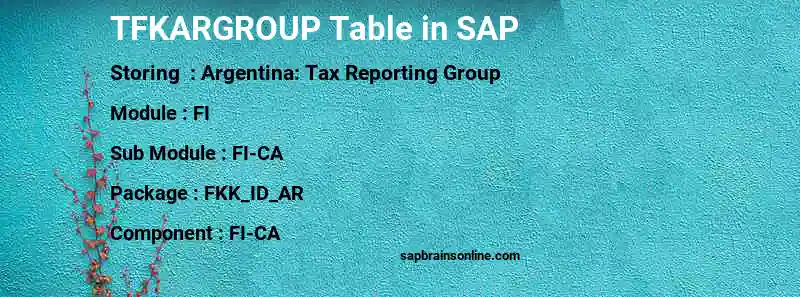 SAP TFKARGROUP table