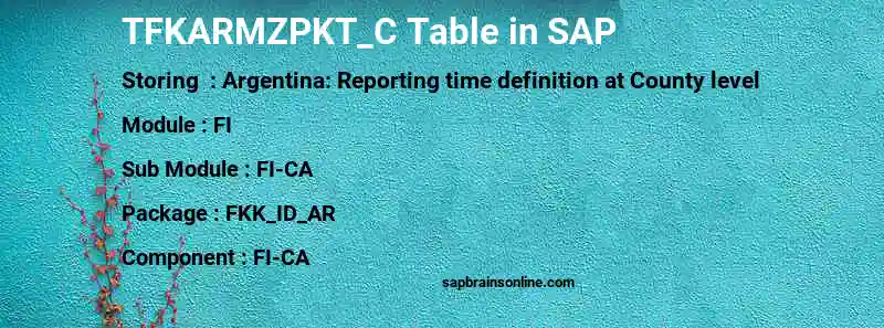 SAP TFKARMZPKT_C table
