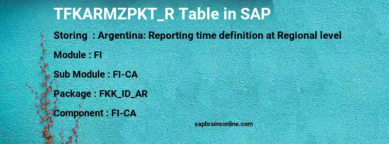 SAP TFKARMZPKT_R table