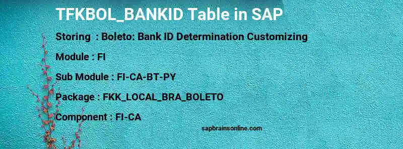 SAP TFKBOL_BANKID table