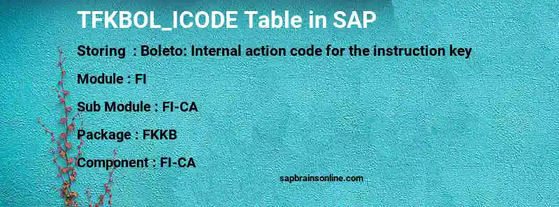 SAP TFKBOL_ICODE table