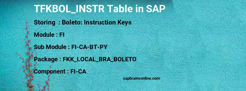 SAP TFKBOL_INSTR table
