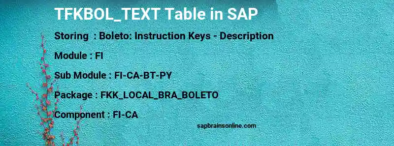 SAP TFKBOL_TEXT table