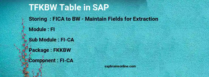 SAP TFKBW table