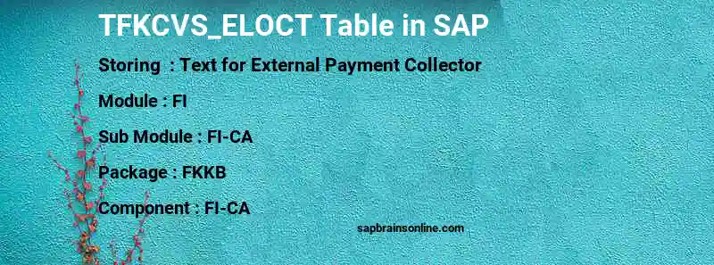 SAP TFKCVS_ELOCT table