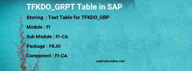SAP TFKDO_GRPT table