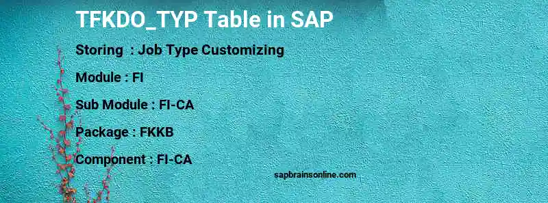 SAP TFKDO_TYP table