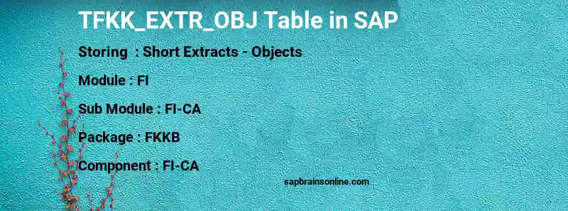 SAP TFKK_EXTR_OBJ table
