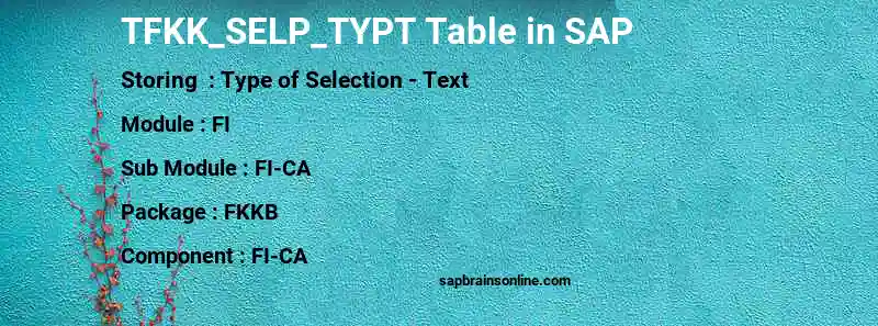 SAP TFKK_SELP_TYPT table